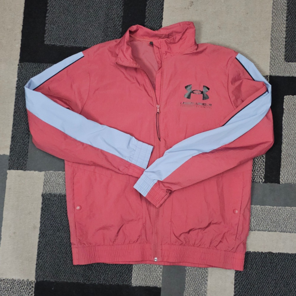 Under Armour Windbreaker Jacket Mens Large Coral Blue Good